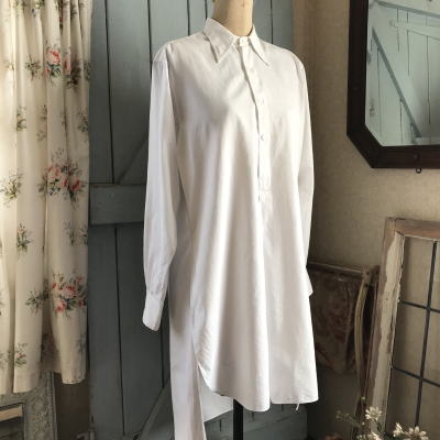 G-217　フランスアンティークコットンワークシャツ/メンズシャツ　ホワイト