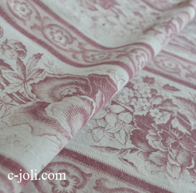 【日本発送】K-516　フランスアンティークファブリック　花柄コットンファブリック 1m90