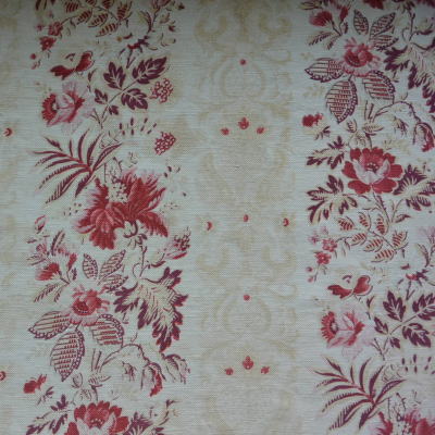 K-700　フランスアンティーク布/アンティークファブリック　1900年代花柄コットンファブリック 2m82