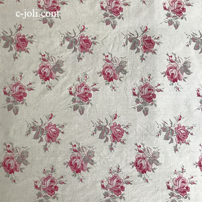 【パリ発送】K-773 フランスアンティーク生地/アンティーク布/アンティークファブリック ローズ柄コットンファブリック 64x99cm