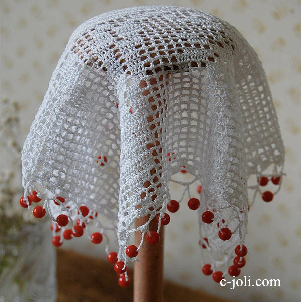 【日本発送】L-146　英国アンティーク　ガラスビーズジャグカバー　