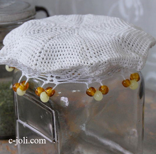 【日本発送】L-240　英国アンティーク　コットンレースジャグカバー　