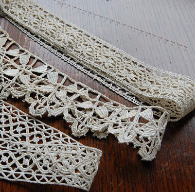 【日本発送】L-301　フレンチアンティーク　コットンテープレース3本