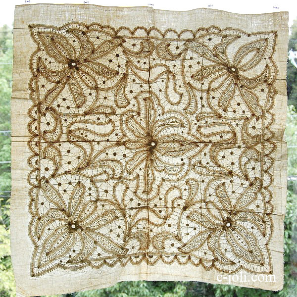 【日本発送】L-422　フレンチアンティークレース　ボビンレース  オリジナル型紙付き