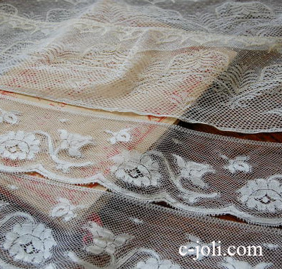【日本発送】L-647　フレンチアンティークレース　コットン＆リネンテープレース2本