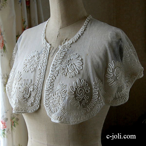 【日本発送】L-669　フレンチアンティークレース衿　コットンチュールレース