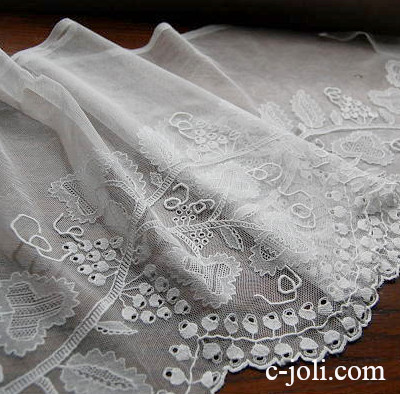 【日本発送】L-759　イギリスアンティークレース　コットンチュールレース 87cm
