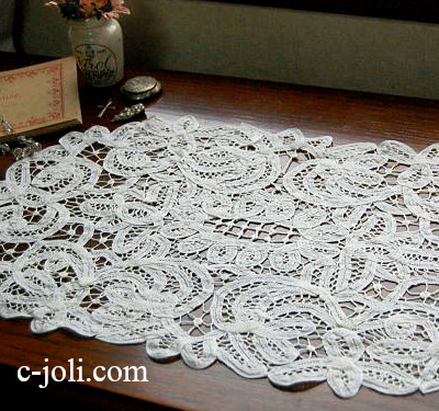 【日本発送】L-838　フランスアンティークレースクロス　バテンレース　