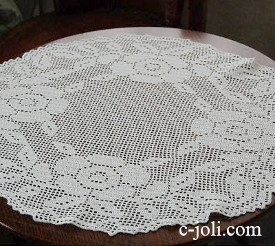 【日本発送】L-865　英国アンティークレースマット　コットンクロシェレースクロス