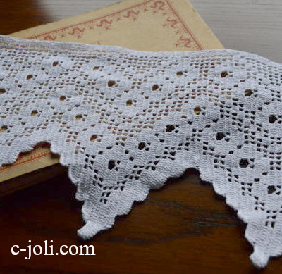 【日本発送】L1007　イギリスアンティークレース　コットンクロシェレース88cm