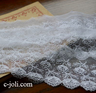 【日本発送】L1331　イギリスアンティークレース/テープレース　コットンチュールレース 1m88
