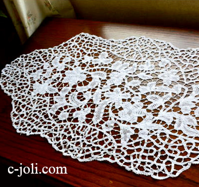 【日本発送】L1427　フランスアンティークリネンレース　ボビンレースクロス