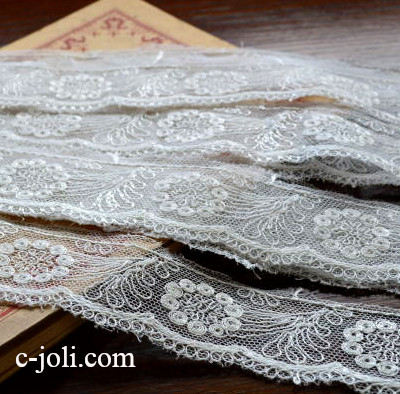 【日本発送】L1434　フランスアンティークレース　リネンテープレース 2m
