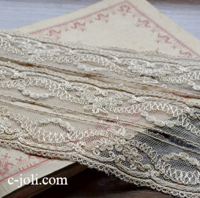 【日本発送】L1452　フランスアンティークレース/テープレース　コットンレース 1m55
