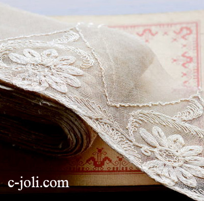【日本発送】L1562　フランスアンティークレース/テープレース　コットンチュールレース 2m単位