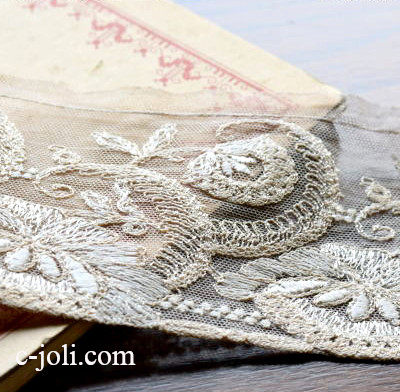 【日本発送】L1596　フランスアンティークレース/テープレース　コットンチュールレース 1m単位