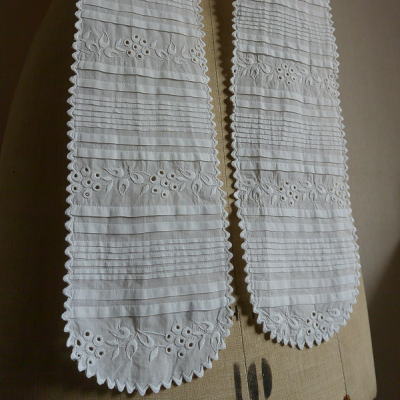 【日本発送】L2056　フランスアンティークストール/ラペット　手刺繍コットンストール 1m70