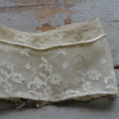 【日本発送】L2076　フランスアンティークレースつけ襟/レース衿　コットンチュールレース