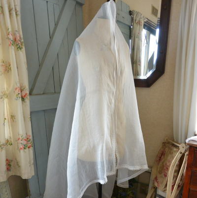 【日本発送】L2168　フランスアンティークレースベール/マリアージュベール　リネンオーガンジー 200x145cm