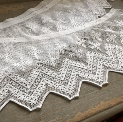 L2197　フランスアンティークレースボーダー/シェルフランナー　コットンマシーンレース 1m25
