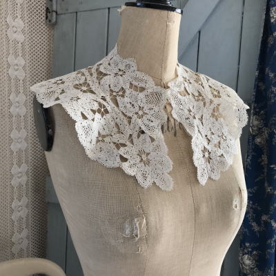 L2371　フランスアンティークレースつけ襟/レース衿　リネンバテンレース