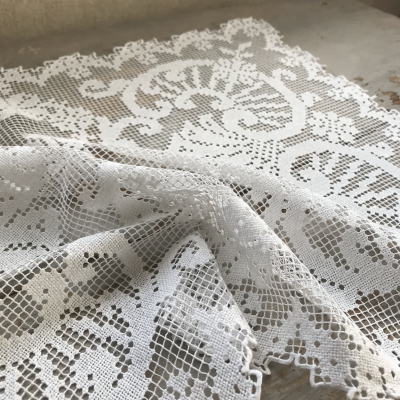 L2377　フランスアンティークレースクロス　ハンドワークリネンフィレレースクロス 53x35cm