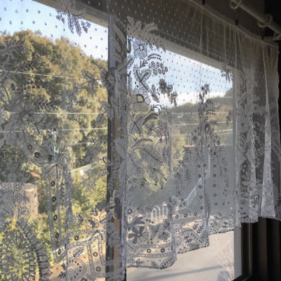 L2401フランスアンティークレースクロス/幅広レース/カフェカーテン　19世紀コットンチュールレース 1m35