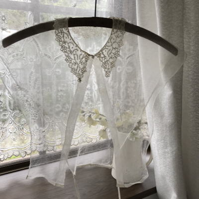 L2425 フランスアンティークレースフロント/シャツフロント　アプリカシオンリネンチュールレース