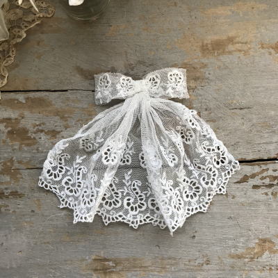 L2463 フランスアンティークレースつけ襟/レースジャボ（胸元飾り）　リネンチュールレース