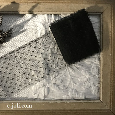 【パリ発送】L2518 フランスアンティークレーストリム/テープレース/ボーダーレース　リネンチュールレース/ブラックレース/黒レース 2m70