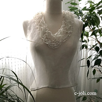 【パリ発送】L2613 フランスアンティークレースフロント/プラストロン/胸飾り　ヴァランシエンヌレース＆麻ローン