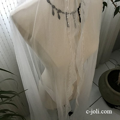 【パリ発送】L2622 フランスアンティークチュールレースベール/ウェディングベール/マリアベール　コットンチュールレース 172x138cm