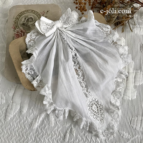 アンティーク ブリュッセルレース 付け襟 ポワンドローズ 胸飾り