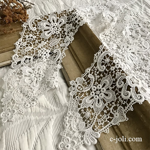 【パリ発送】L2647 フランスアンティークレースつけ襟/レース衿　コットンケミカルレース付け襟
