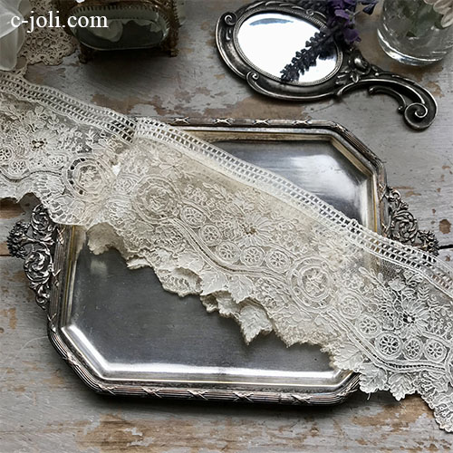 L2716 フランスアンティークレースボーダー/テープレース 19世紀ポワン