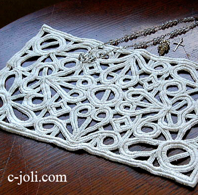 【日本発送】T-416　フランスアンティーククロス　コットンレーステーブルマット