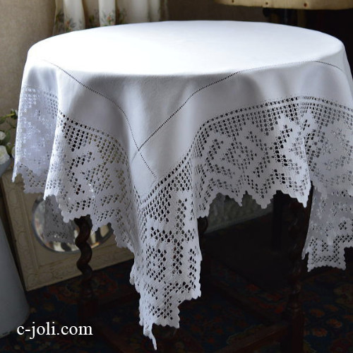 アンティーク　ヴィンテージ　テーブルクロス　カーテン　リネン　クロシェ編み鍵あみ アンティーク ヴィンテージ テーブルクロス カーテン リネン
