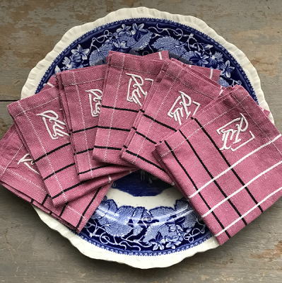 【日本発送】T2617　フランスアンティークリネンテーブルナプキン/リネンクロス6枚　手刺繍リネン