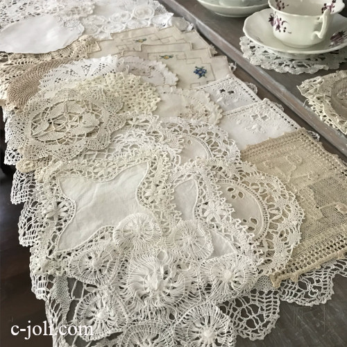 T3060 イギリスアンティークドイリー31枚　カットワーク手刺繍リネン/ボビンレース/クロシェレース/タティングレースetc