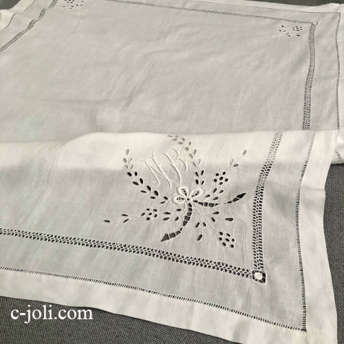 フランスアンティーク ドロンワーク white刺繍 テーブルクロス SALEஐ