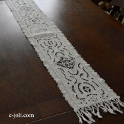 アンティーク フランス オープンカットワーク金蓮花刺繍レース リネンランナー アンティーク フランス オープンカットワーク金蓮花刺繍レース