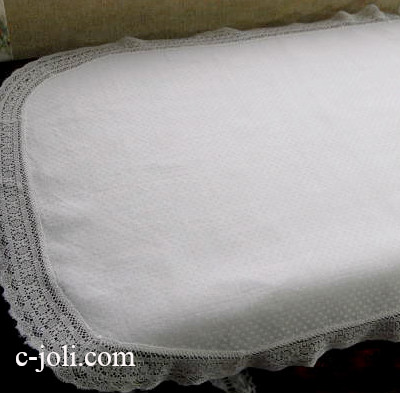 【日本発送】T-533　イギリスアンティークテーブルマット　ダマスク織リネン&コットンレース