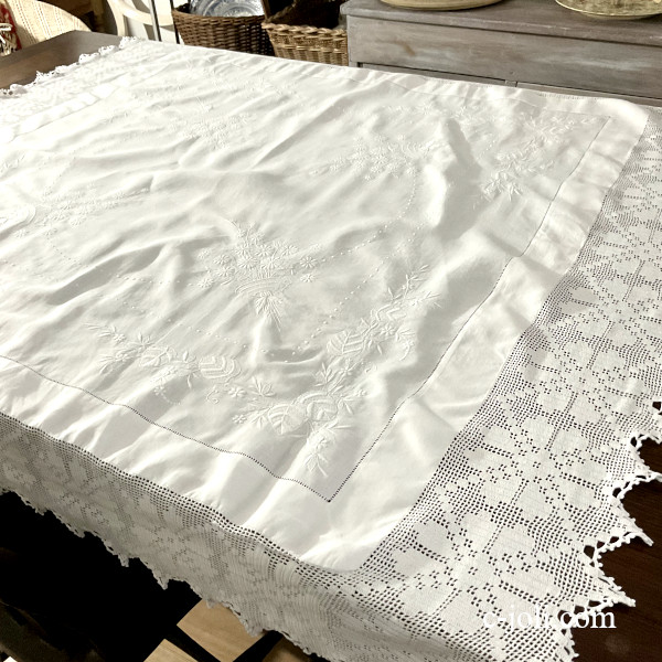 日本発送】T3191 英国アンティークテーブルクロス イギリス