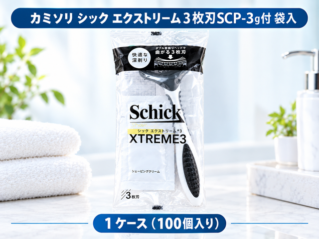 シック(Schick) カミソリ  エクストリーム3枚刃SCP-3ｇ付 袋入 入数：100 単価：92円