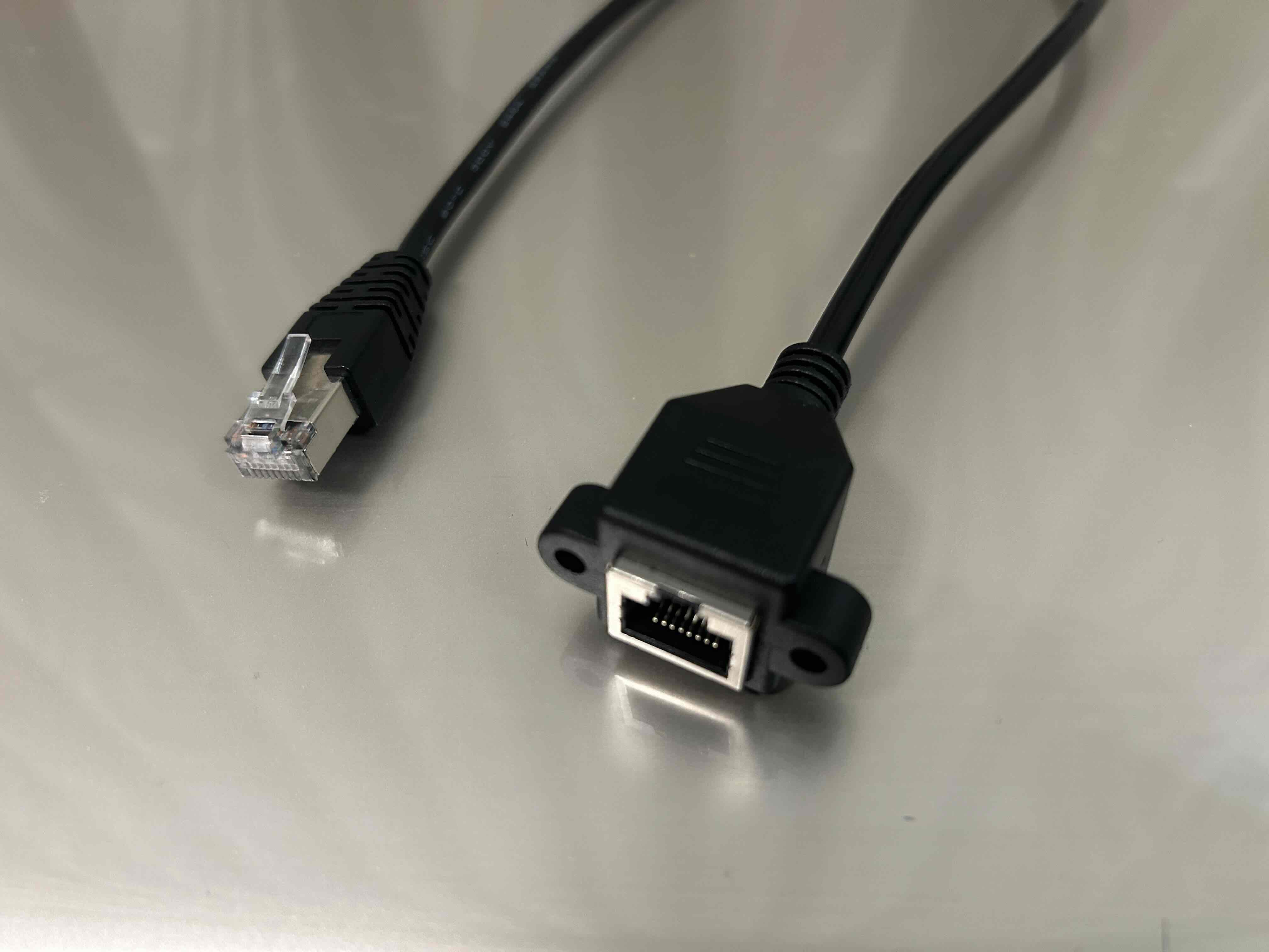 【LANパネルマウントケーブル】LANアダプタ    CAT6（オス-メス、パネルマウント型ケーブルタイプ）AC6MF-PL150-**T