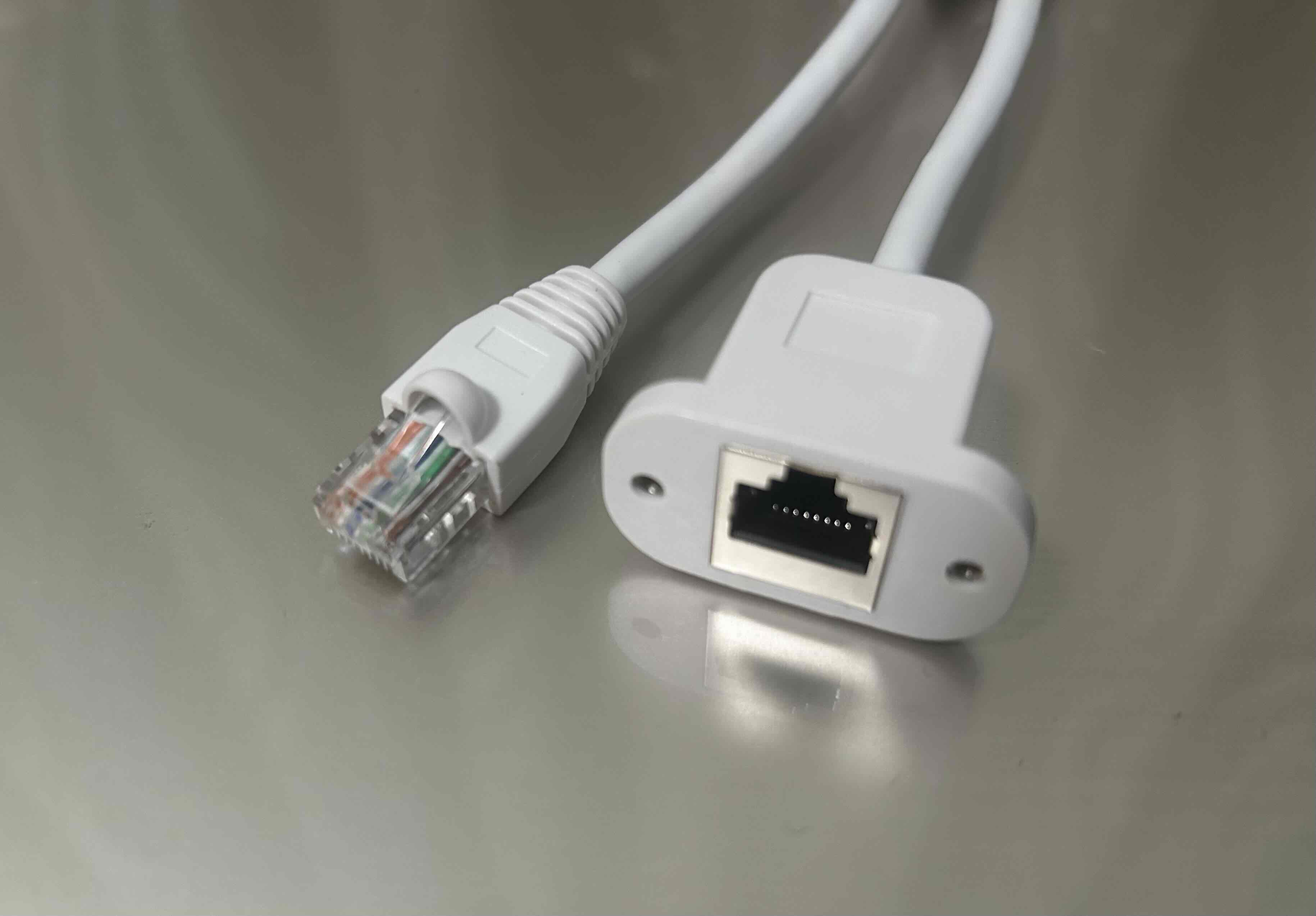 【LANパネルマウントケーブル】LANアダプタ    CAT6A（オス-メス、パネルマウント型ケーブルタイプ）