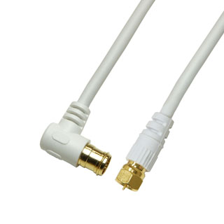 TVアンテナケーブル F型　差込式L型-ネジ式ストレート型　WH