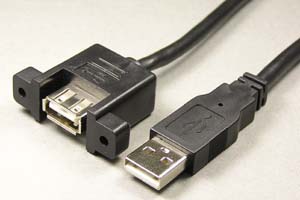 USB2.0ケーブル ケーブルダイレクト   Aコネクタ オス－パネルマウントAコネクタ メス ＜パネルマウント中継用（取付ネジピッチ30ｍｍ）＞