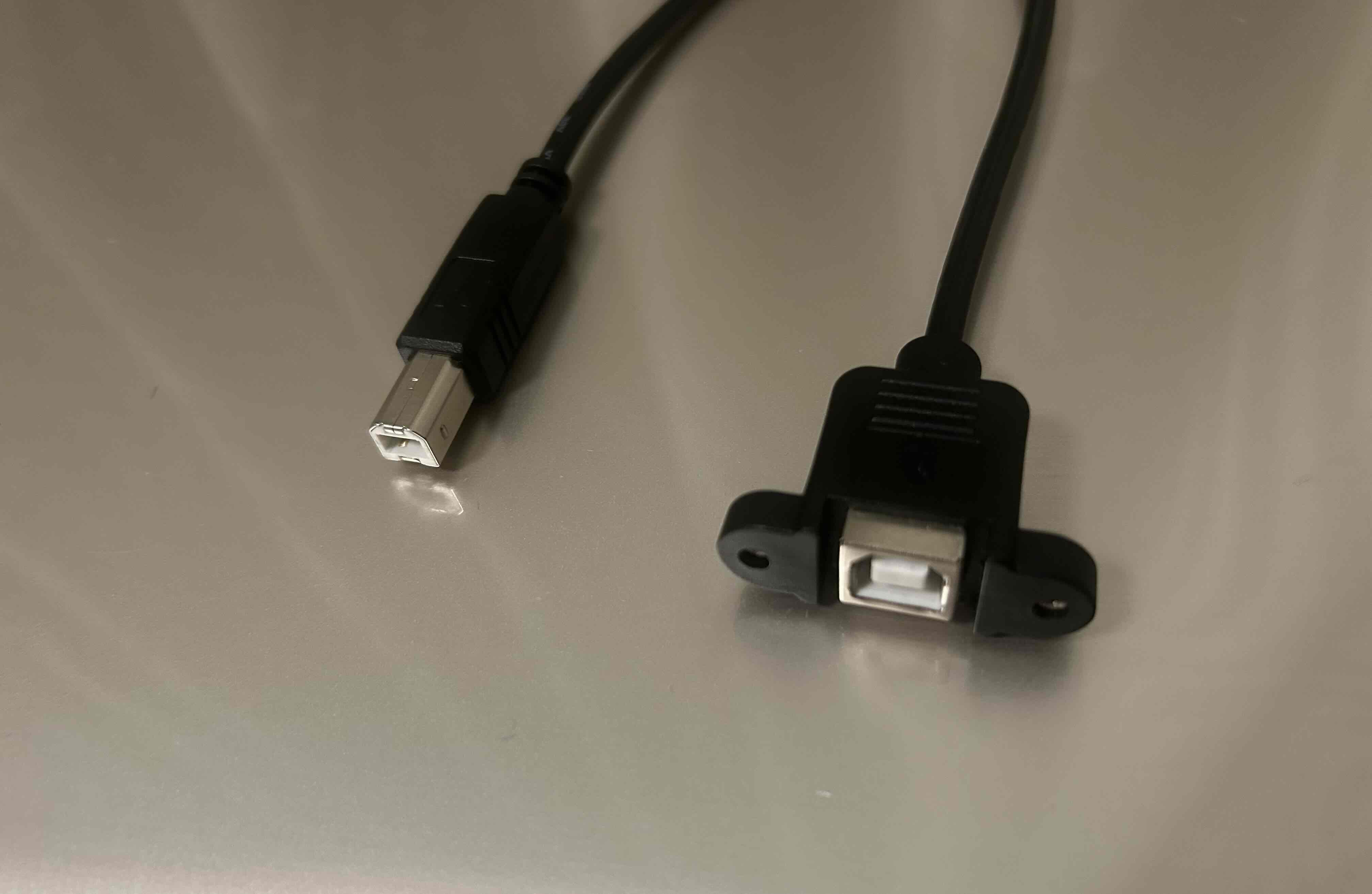 【USBパネルマウントケーブル】USB2.0ケーブル    Bコネクタ オス－パネルマウントBコネクタ メス ＜パネルマウント中継用ケーブル＞USB2-BMPBF-**T