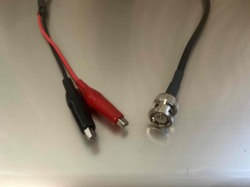 50オーム同軸ケーブル BNCオス－3Aワニ口クリップ　分岐収縮チューブタイプ （MIL規格RG-58AU同軸ケーブル）